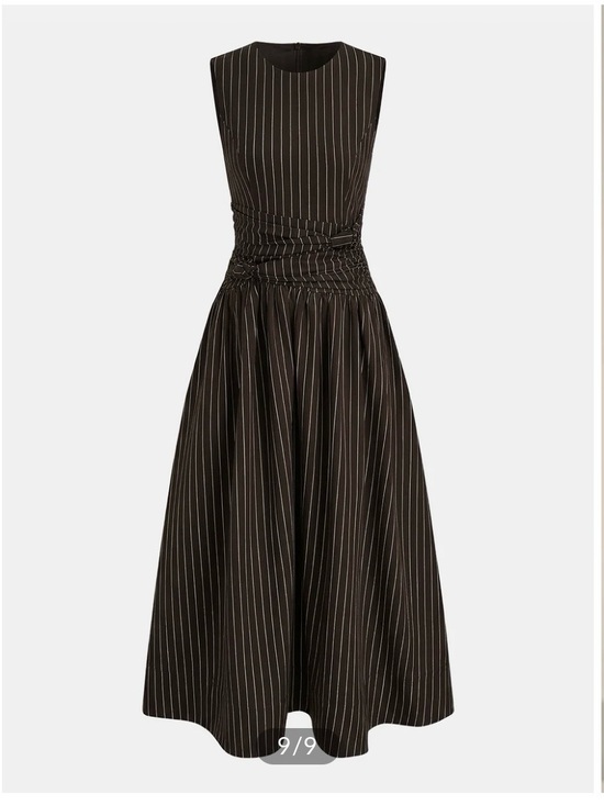Commense Dresses & Skirts - Sleeveless Brown  Pinstripe Runched Maxi Dress
